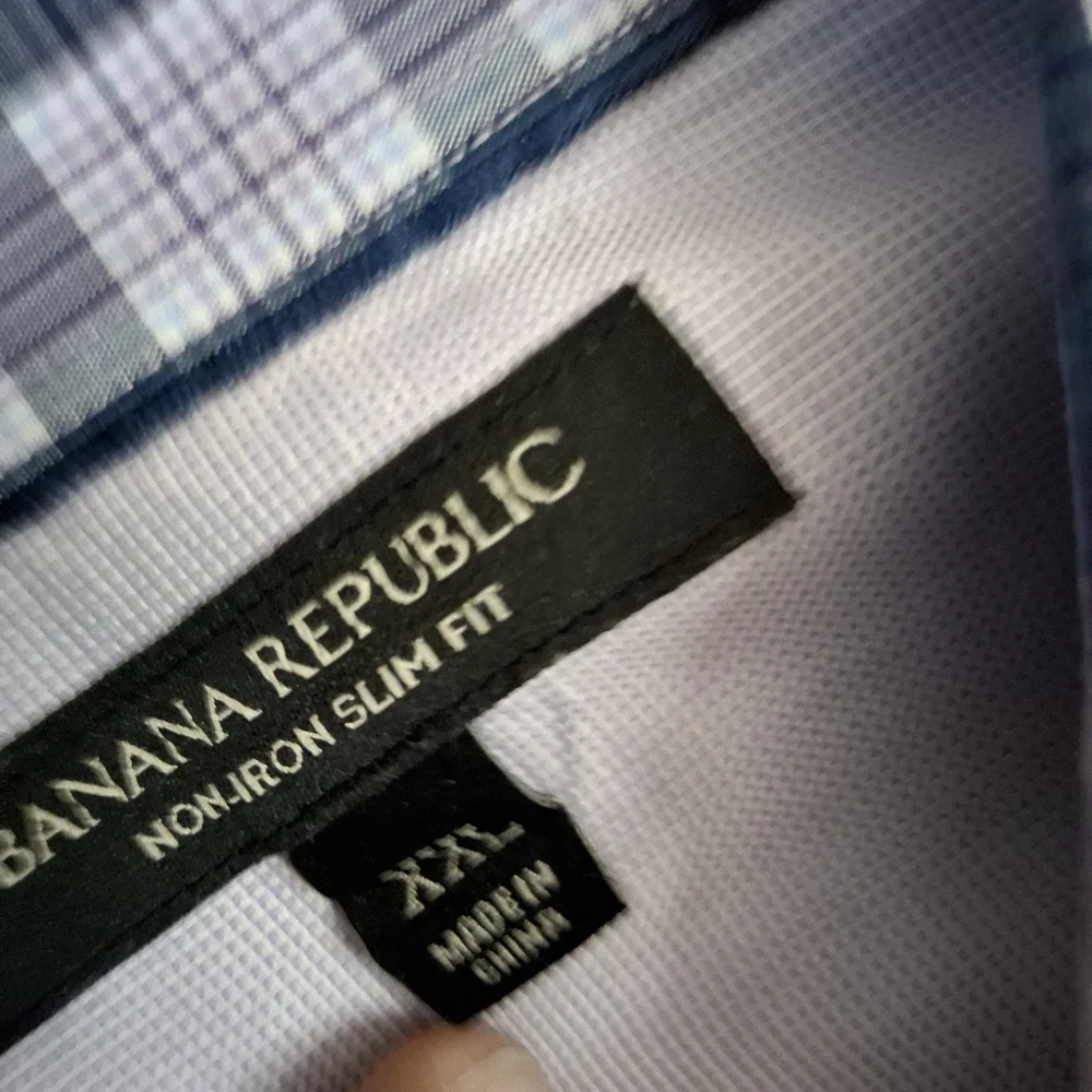 Mens Banana Republic XXL  Long Sleeve Button Down Purple Plaid Long Sleeve Shirt